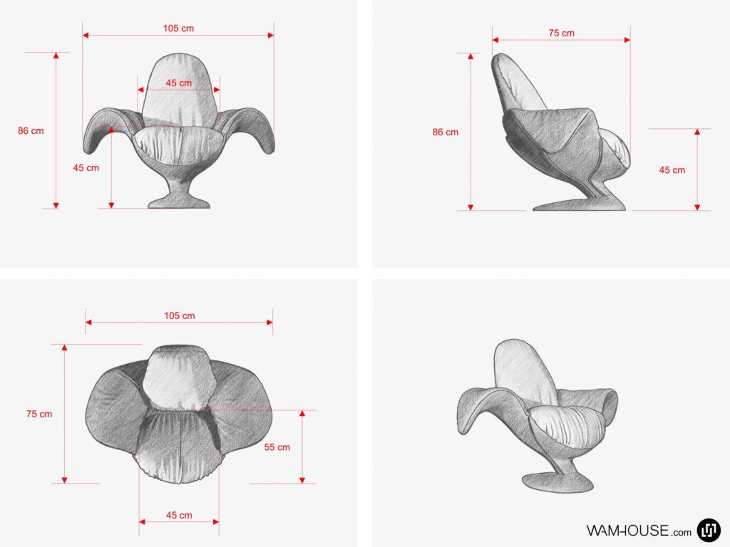 4- ZJEDZONY – fotel tapicerowany w kształcie banana