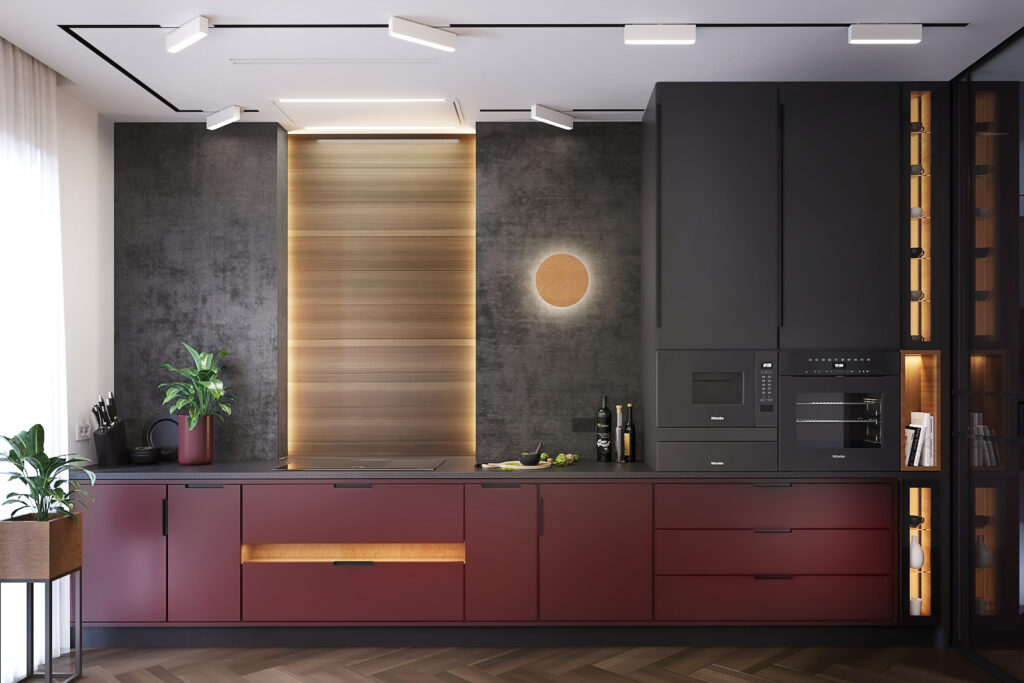 WAMHOUSE - black kitchen design with borodo elements