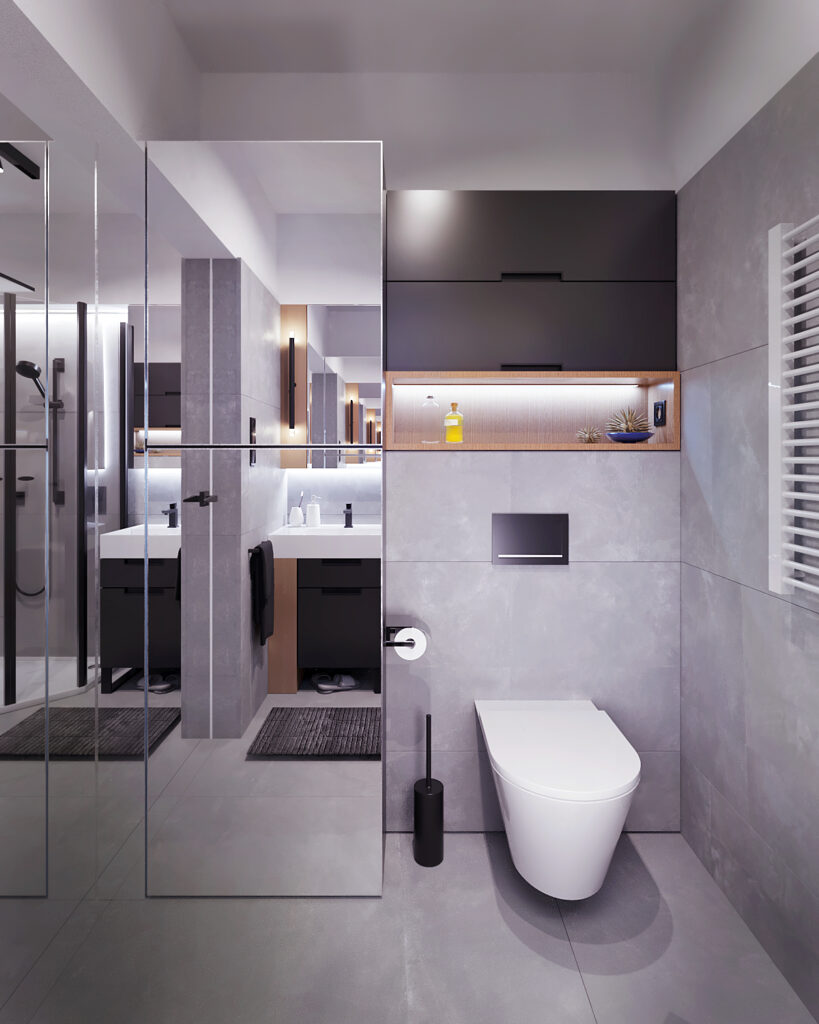 WAMHOUSE - small bathroom design with mirrors
