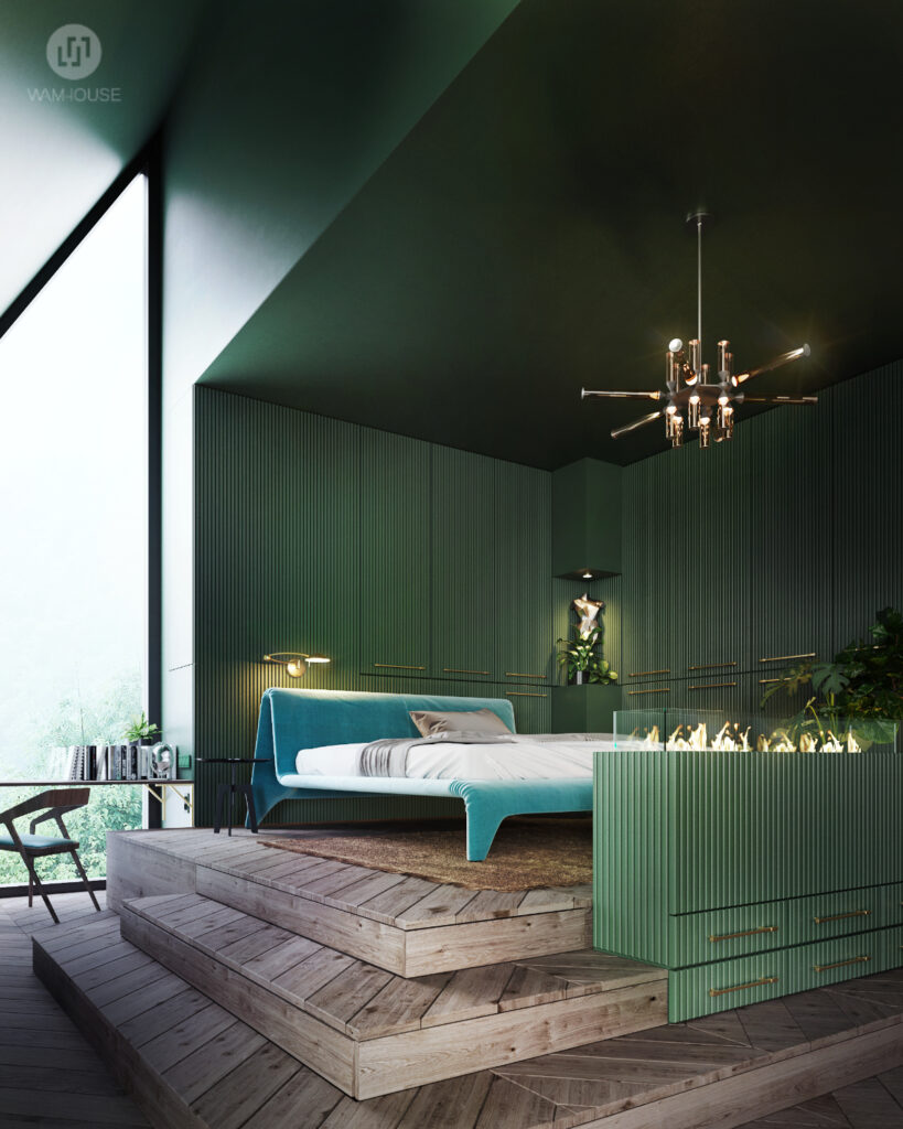 WAMHOUSE - green bedroom design, author - Karina Wiciak