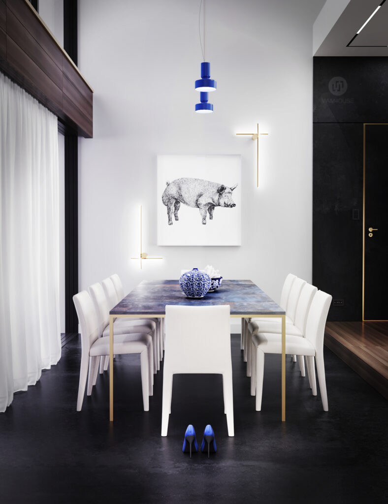 WAMHOUSE - dark blue black diningroom interior design, author - Karina Wiciak