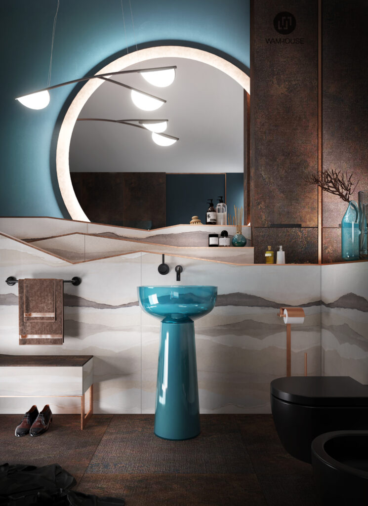 WAMHOUSE - turquoise bathroom interior design, author - Karina Wiciak