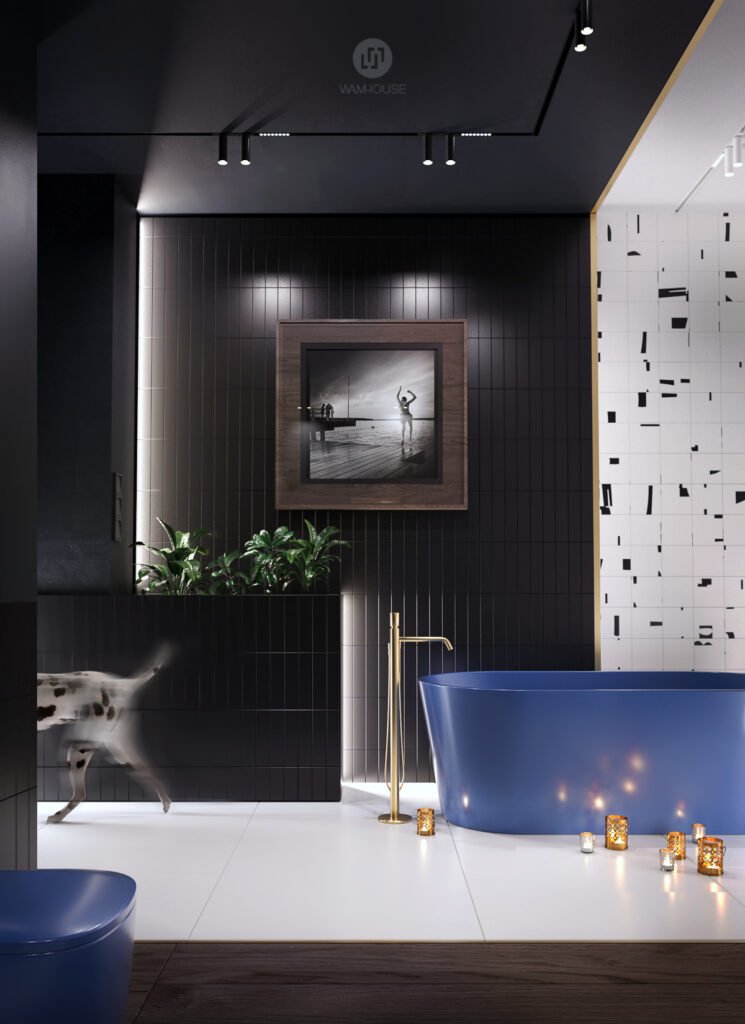 WAMHOUSE - blue bathroom interior design, author - Karina Wiciak