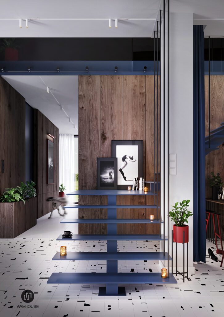 WAMHOUSE - blue livingroom interior design, author - Karina Wiciak