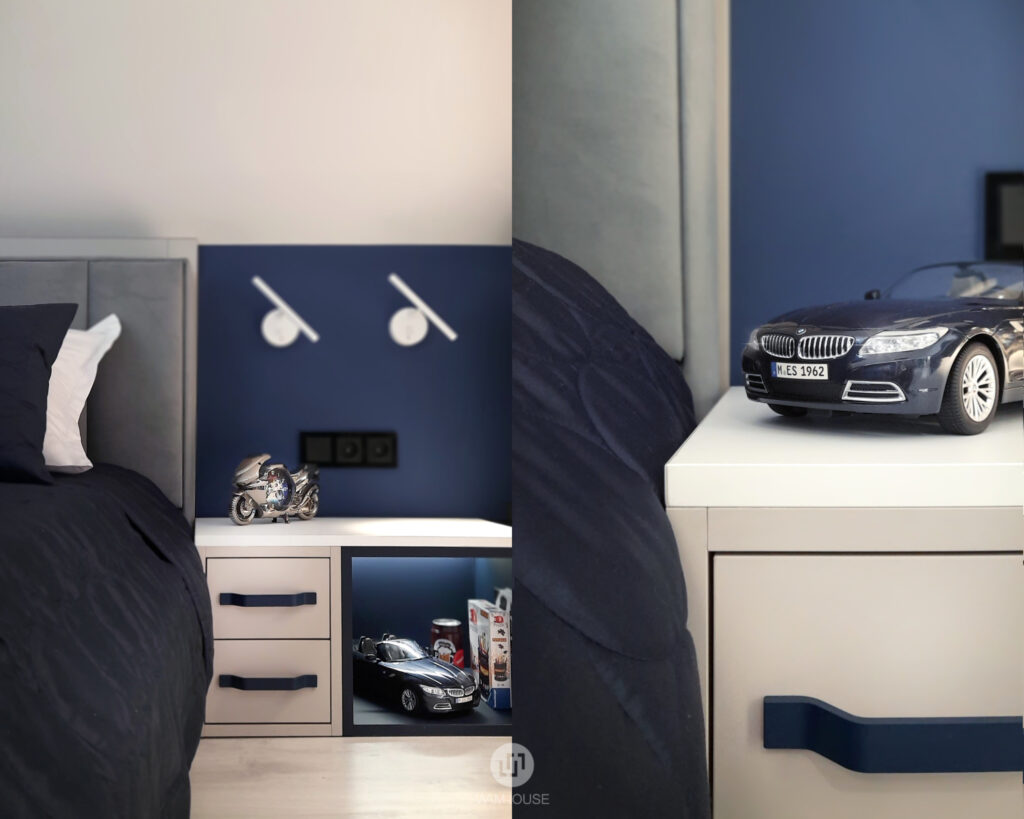 WAMHOUSE - Blue BMW kids room interior design, author - Karina Wiciak